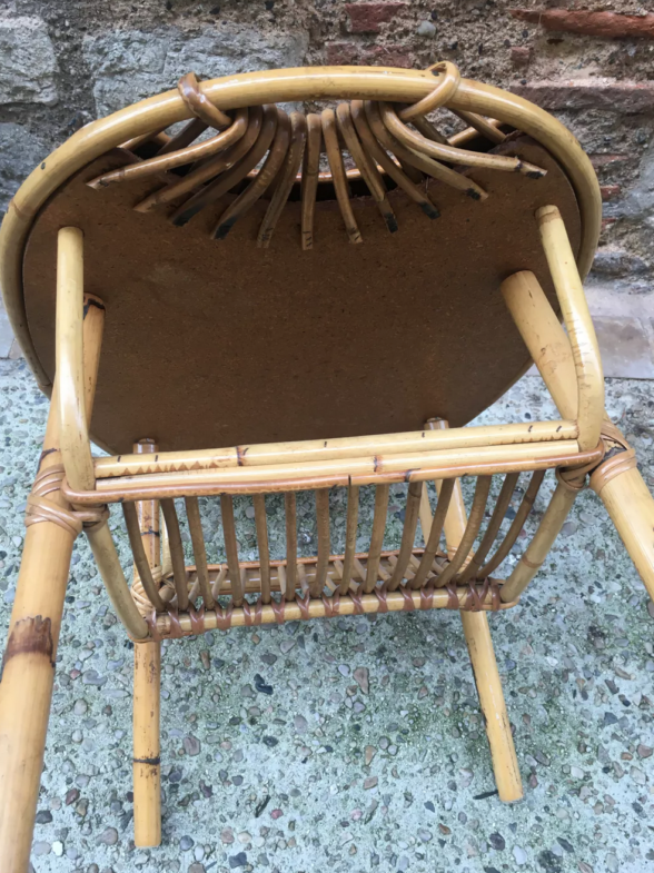 Table basse ovale en rotin