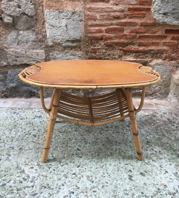 Table basse ovale en rotin
